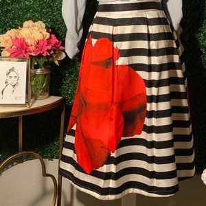 Black, White and Red Stripe Poodle Skirt